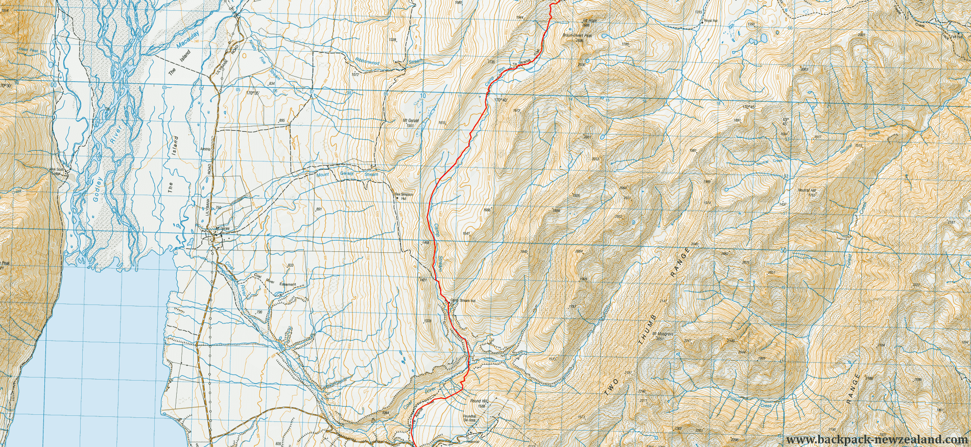 Camp Stream Track Tat Map - New Zealand Tracks