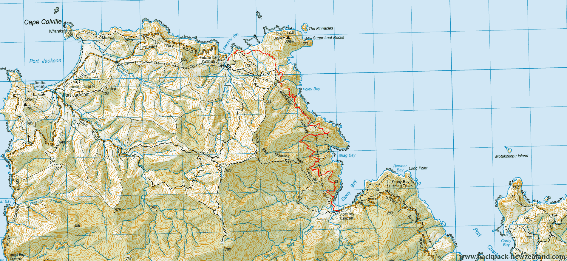 Coromandel Walkway Map - New Zealand Tracks