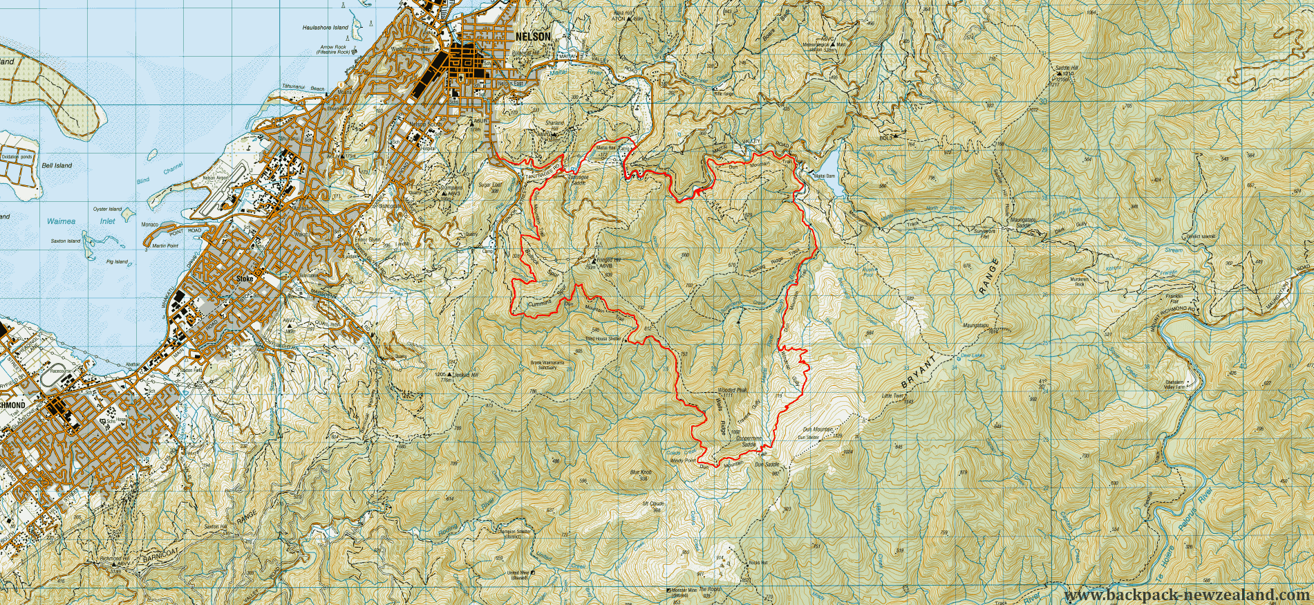 Dun Mountain Trail Map - New Zealand Tracks