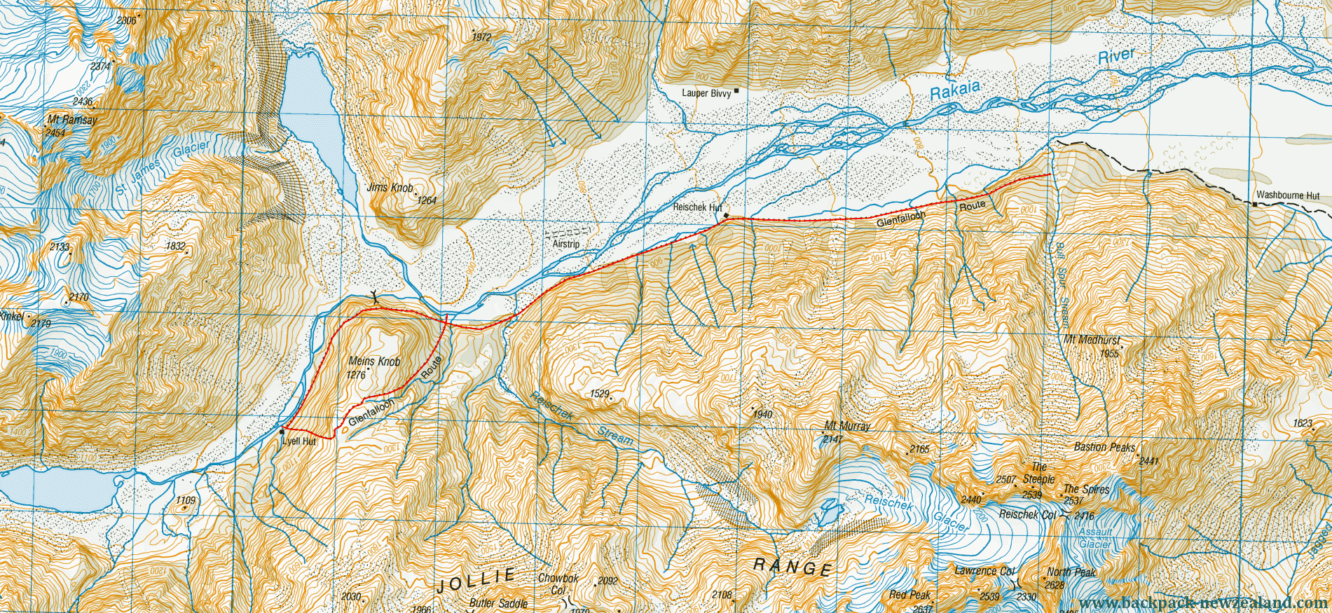 Glenfalloch Route Map - New Zealand Tracks