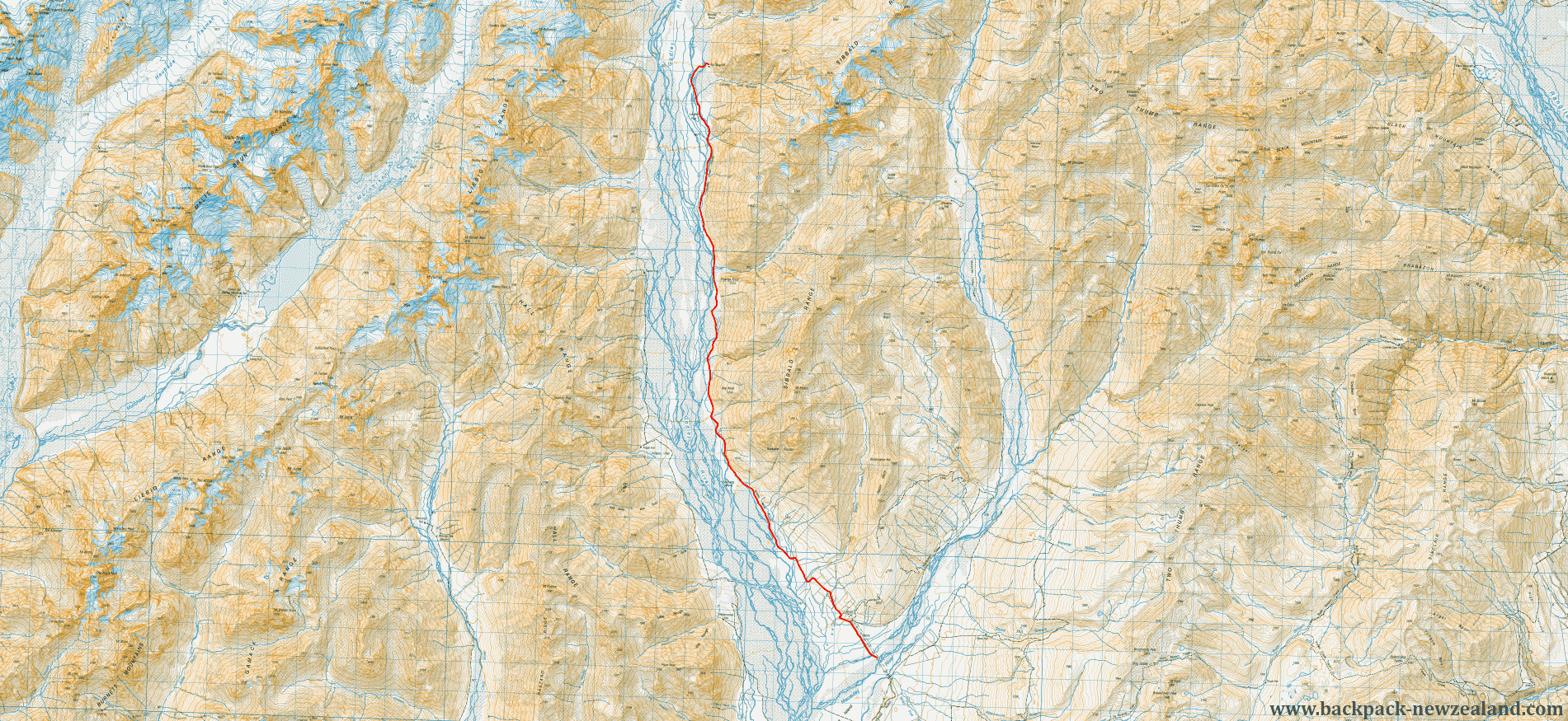 Godley River Route Map - New Zealand Tracks