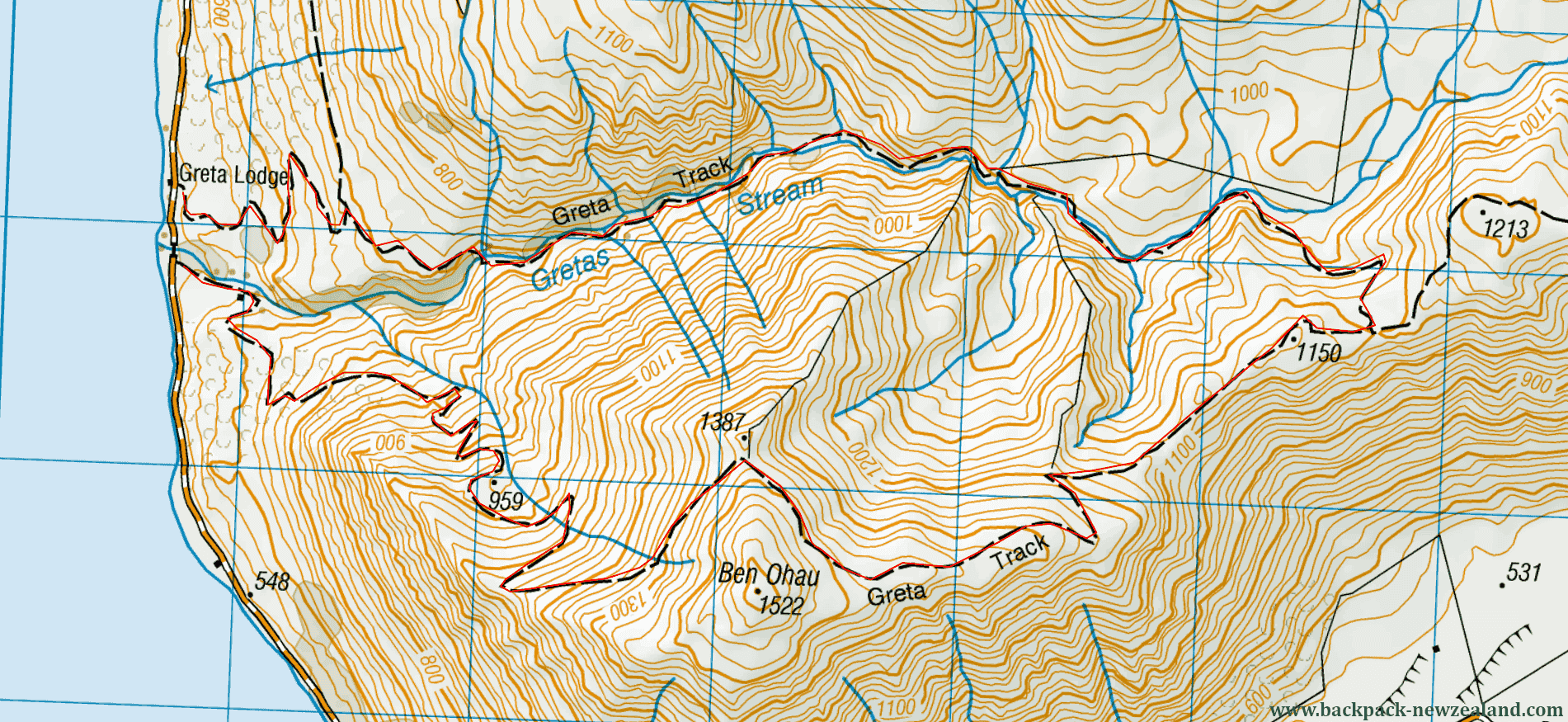Greta Track Map - New Zealand Tracks