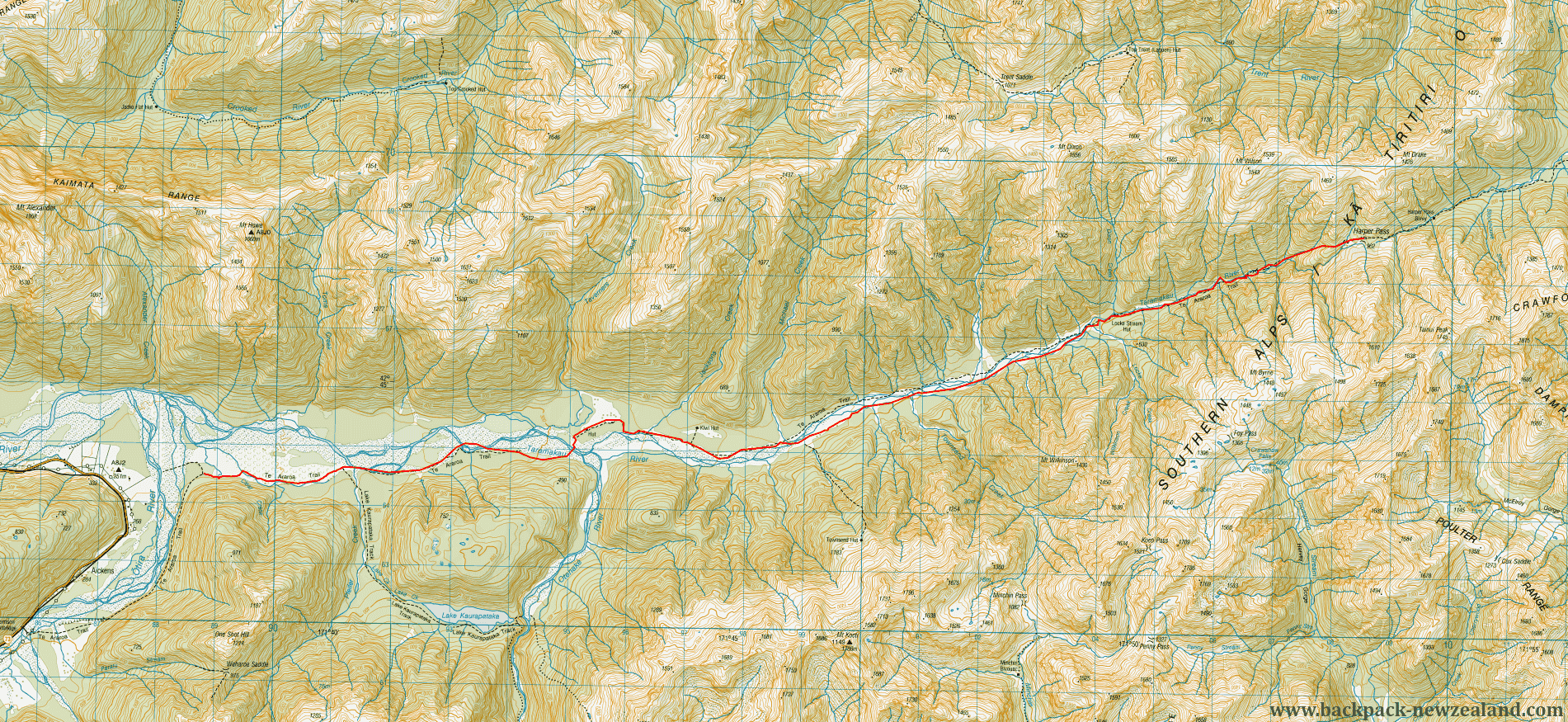 Harper Pass WDC Map - New Zealand Tracks