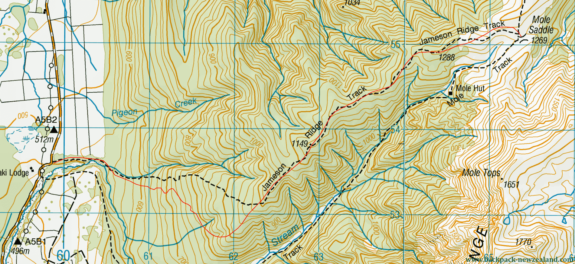 Jameson Ridge Track Map - New Zealand Tracks