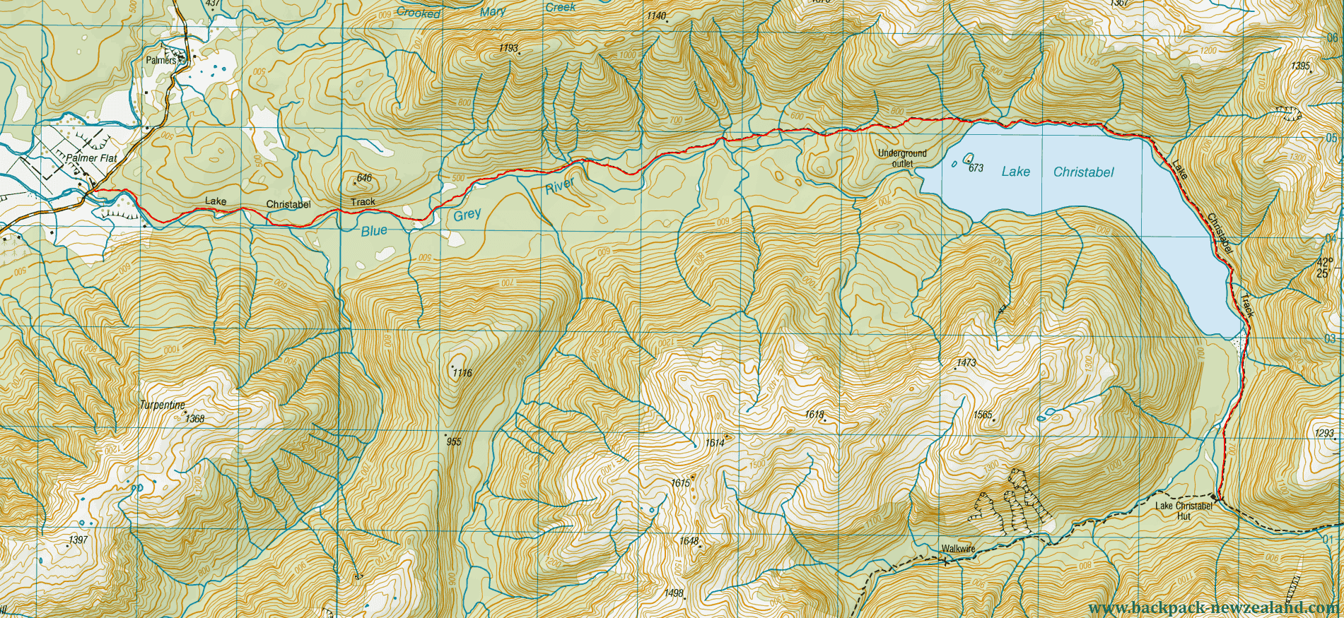 Lake Christabel Track Map - New Zealand Tracks