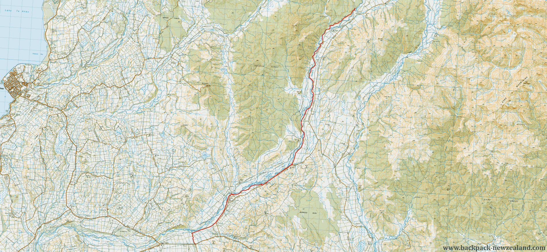 Mararora River Route Map - New Zealand Tracks