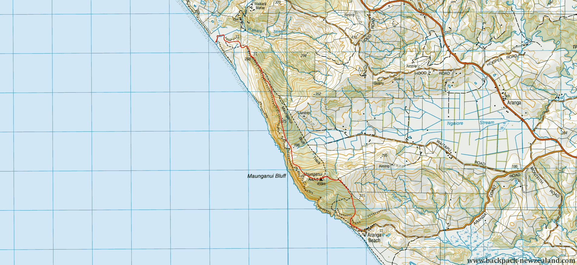 Maunganui Bluff Track Map - New Zealand Tracks