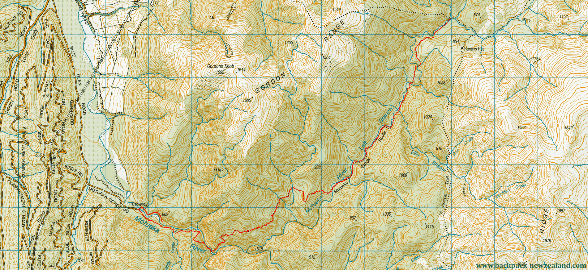 Motueka Gorge Route Map - New Zealand Tracks