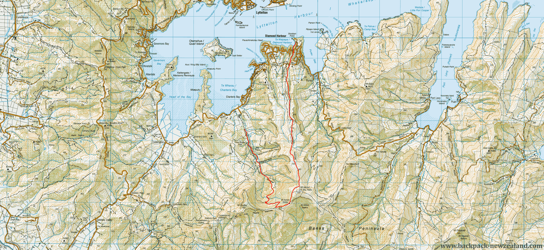 Mt Herbert Walkway Map - New Zealand Tracks