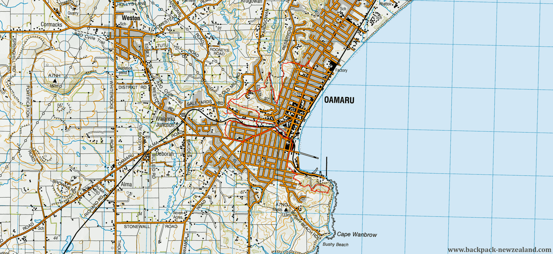 Oamaru Walkway Map - New Zealand Tracks