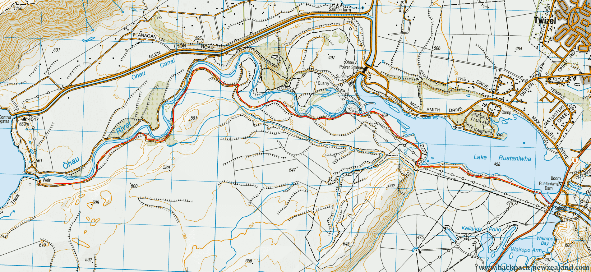 Ohau River Road Map - New Zealand Tracks