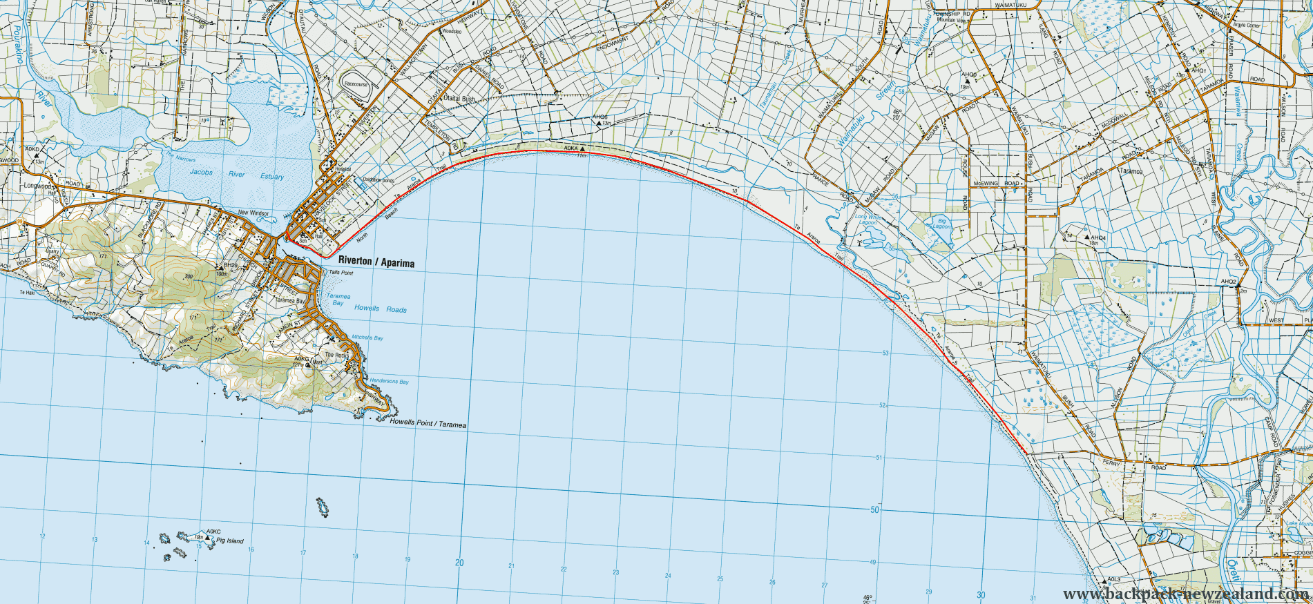 Oreti Beach SDC Map - New Zealand Tracks