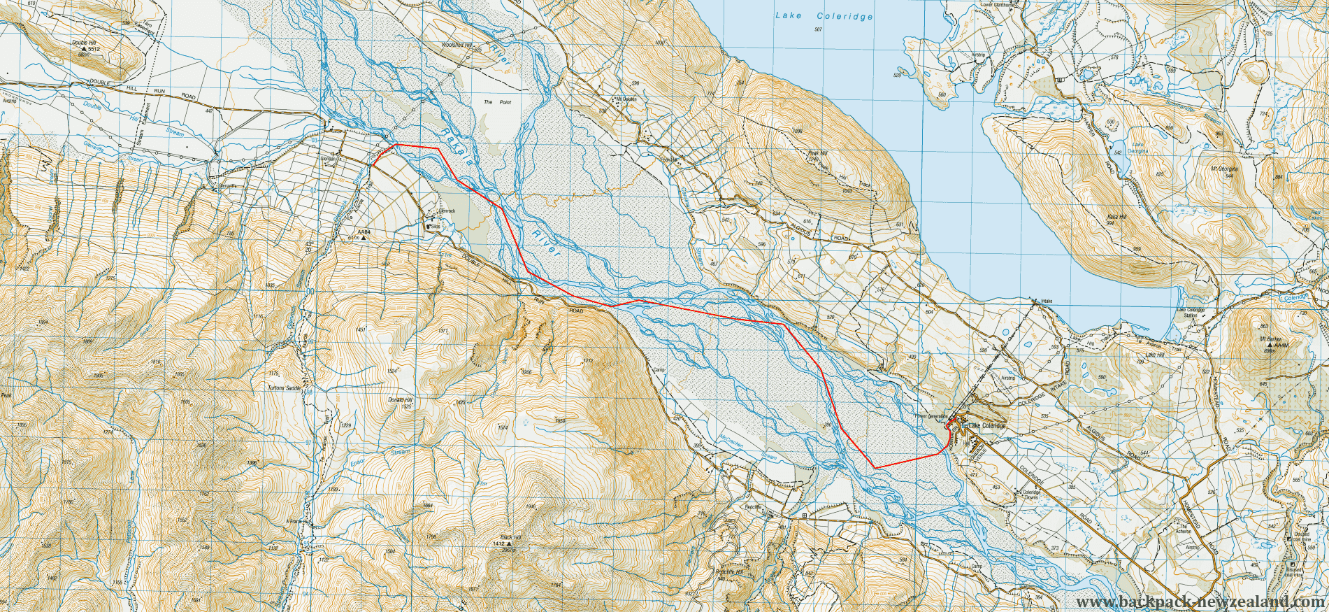 Rakaia River Crossing Map - New Zealand Tracks