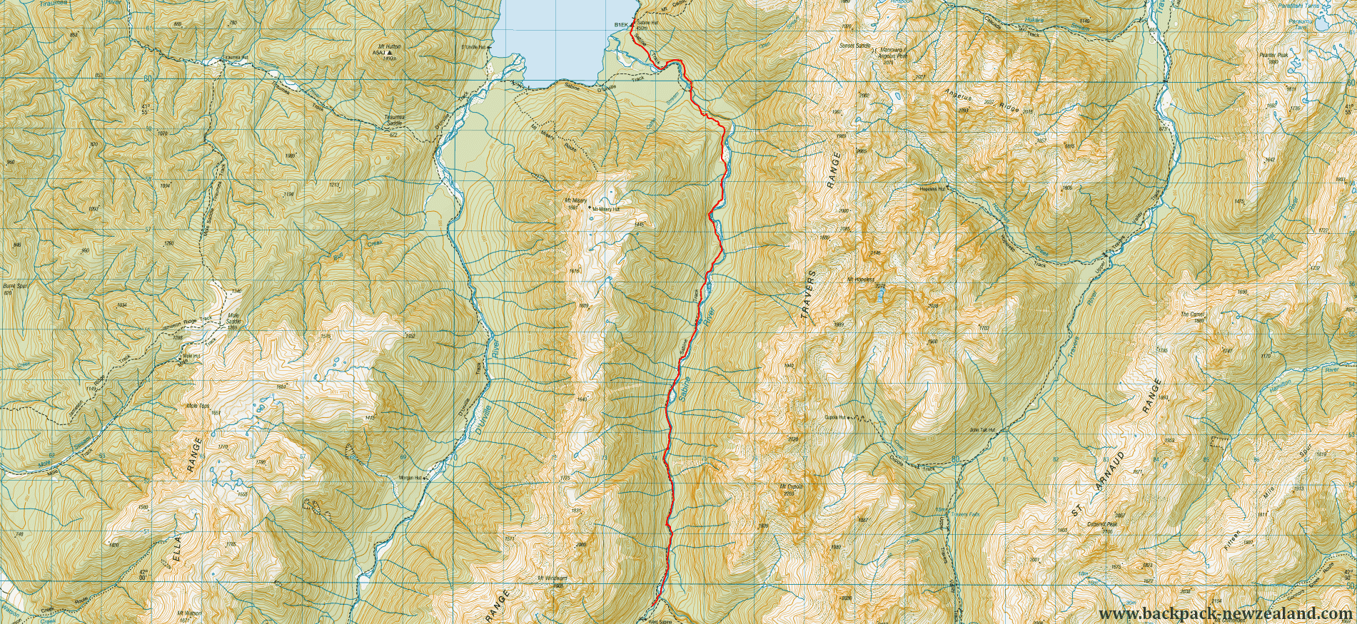 Sabine Track Map - New Zealand Tracks