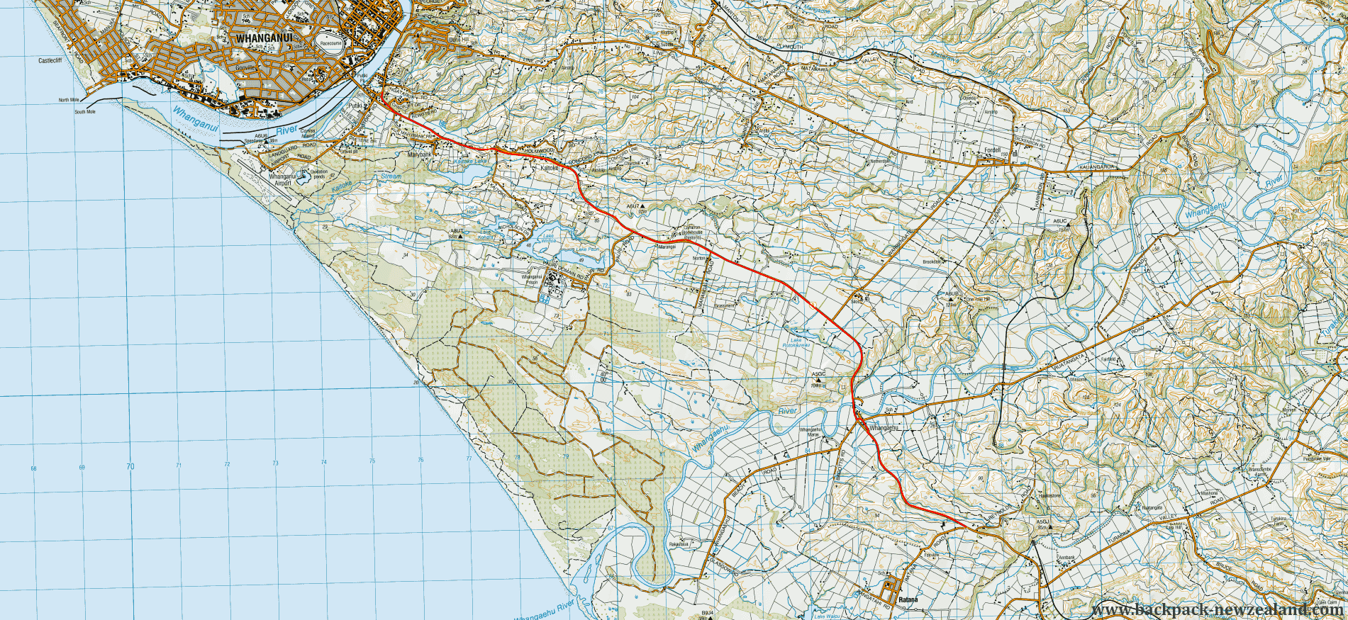 SH3 Wanganui Map - New Zealand Tracks