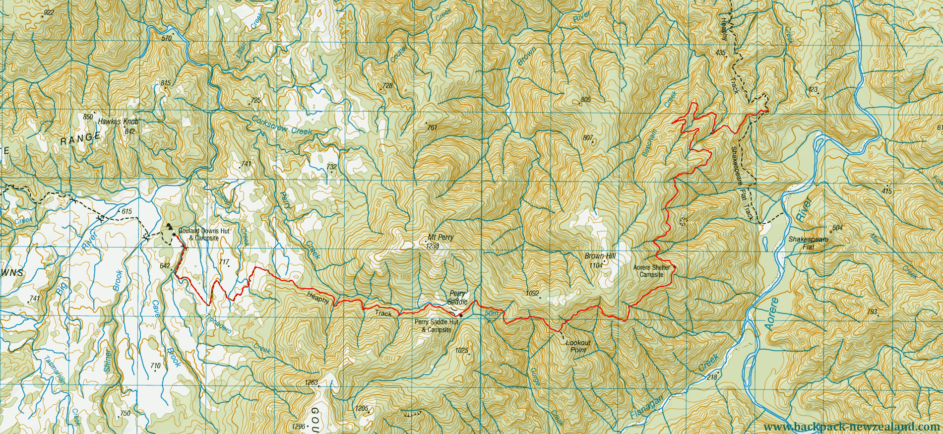 Shakespeare Track Junction To Gouland Hut Map - New Zealand Tracks
