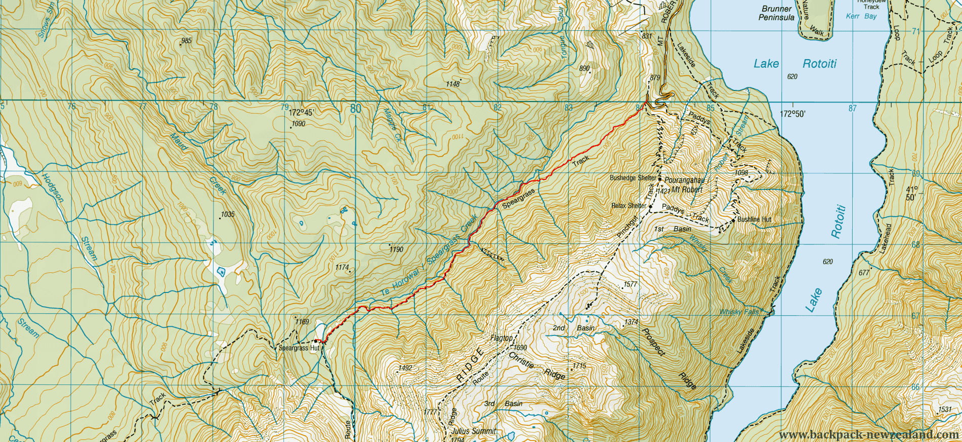 Speargrass Track Map - New Zealand Tracks