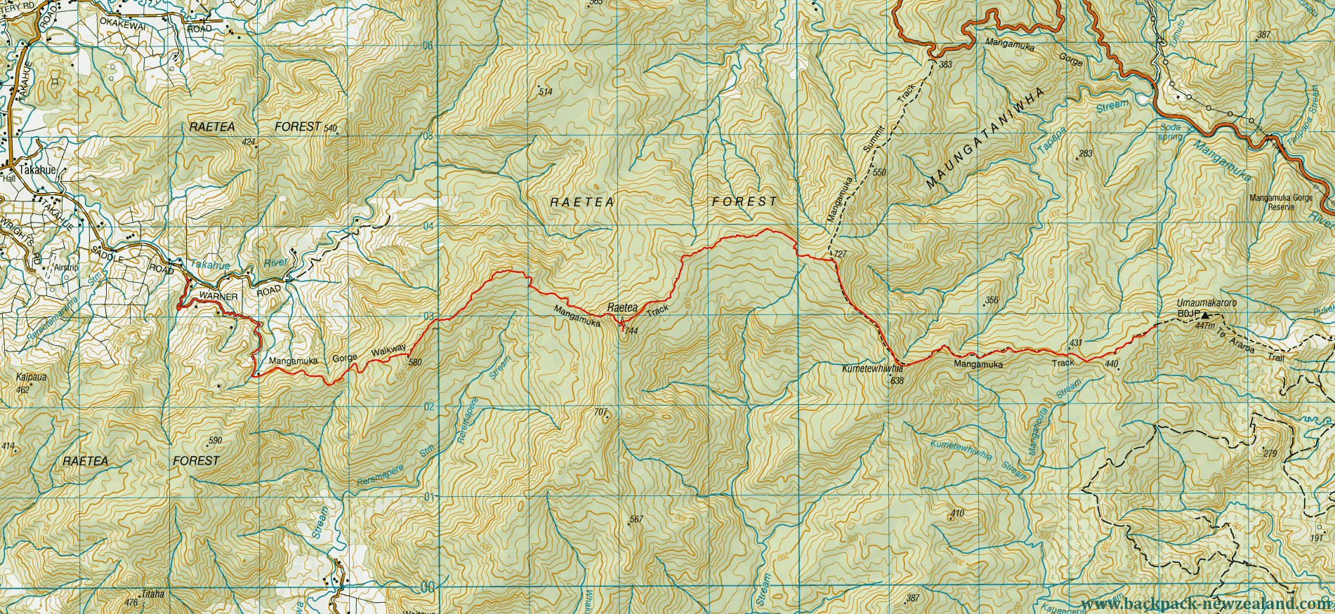 Te Araroa Trail - Mangamuka Gorge Map - New Zealand Tracks