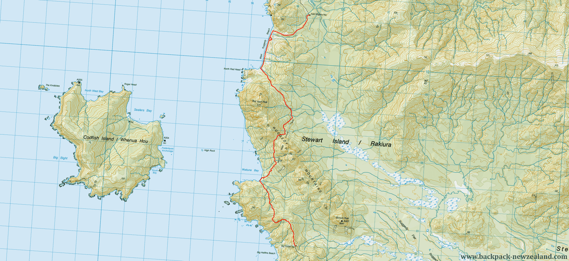 Track- East Ruggedy Hut To Hellfire Pass Map - New Zealand Tracks
