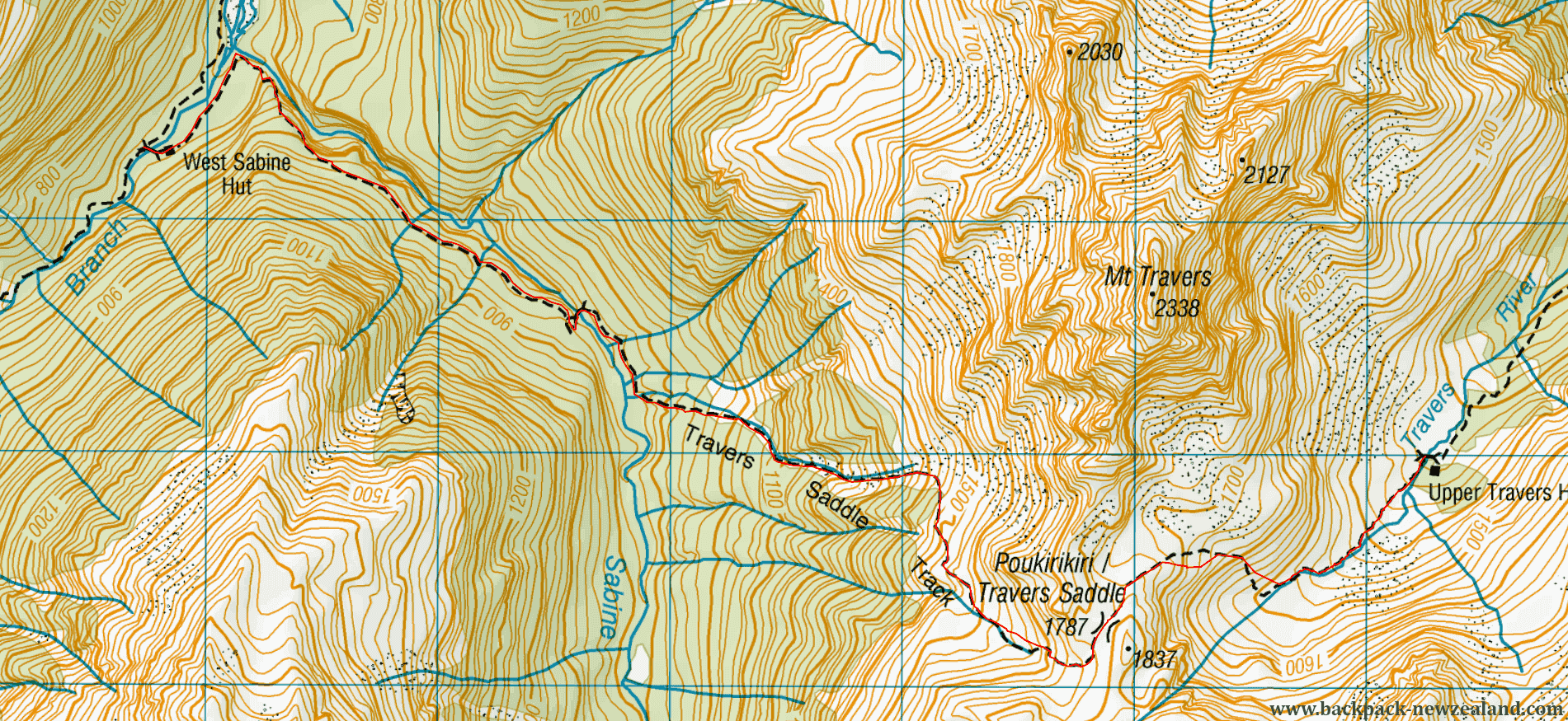 Travers Saddle Track Map - New Zealand Tracks