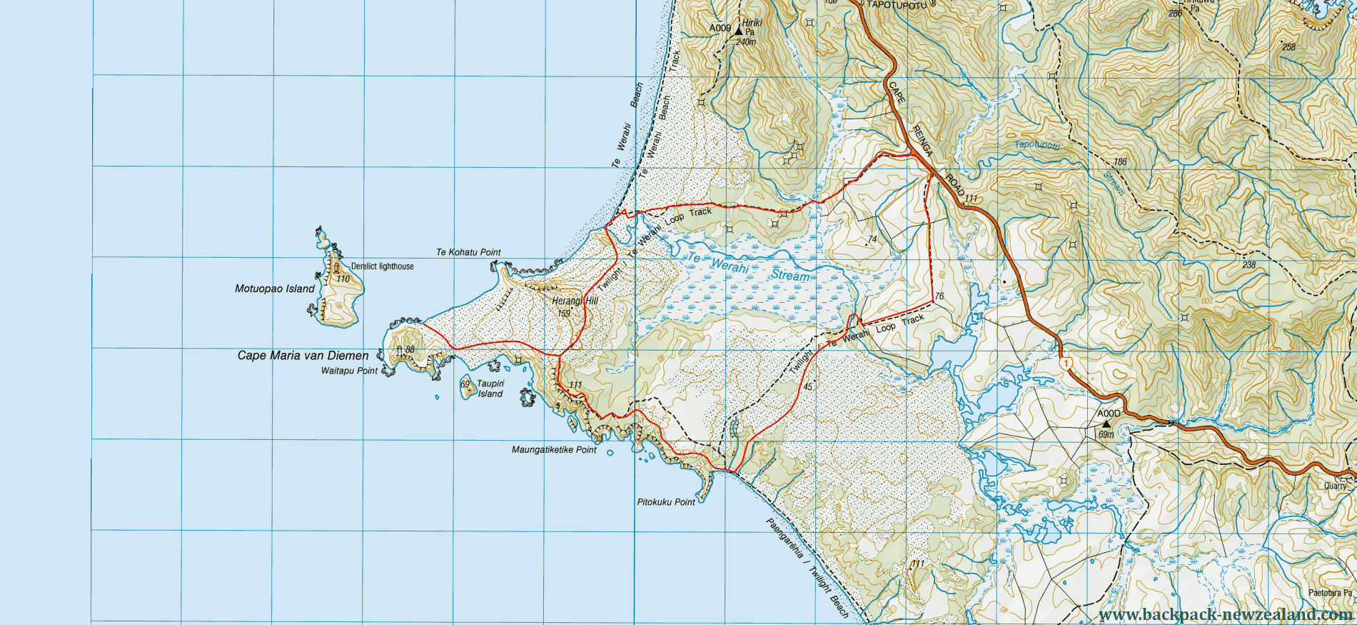Twilight/Te Werahi Loop Track (Icon) Map - New Zealand Tracks