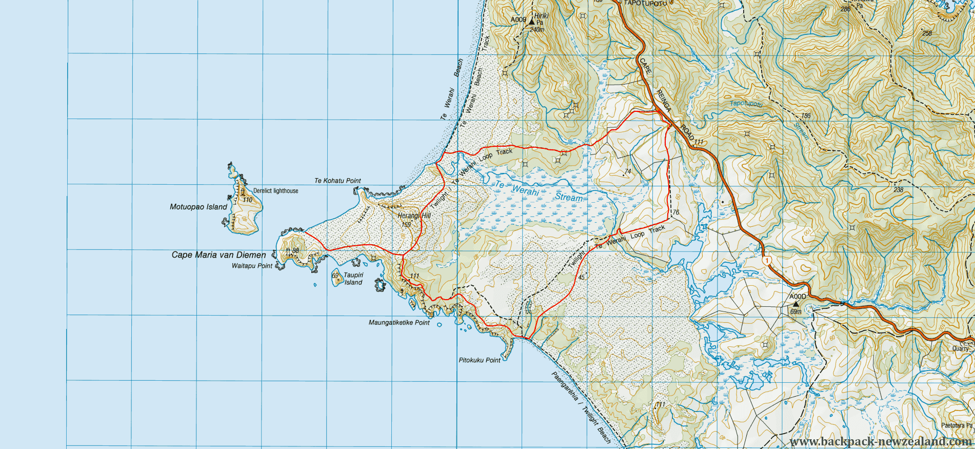 Twilight/Te Werahi Loop Track Map - New Zealand Tracks