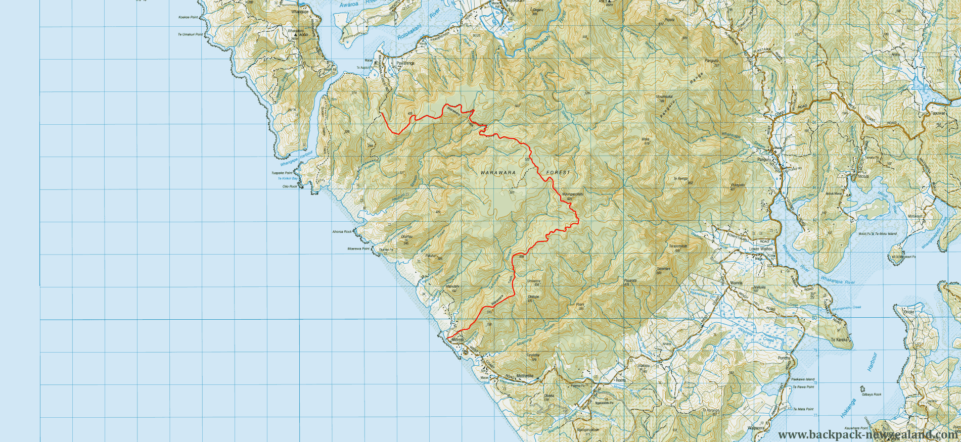 Warawara Track Map - New Zealand Tracks